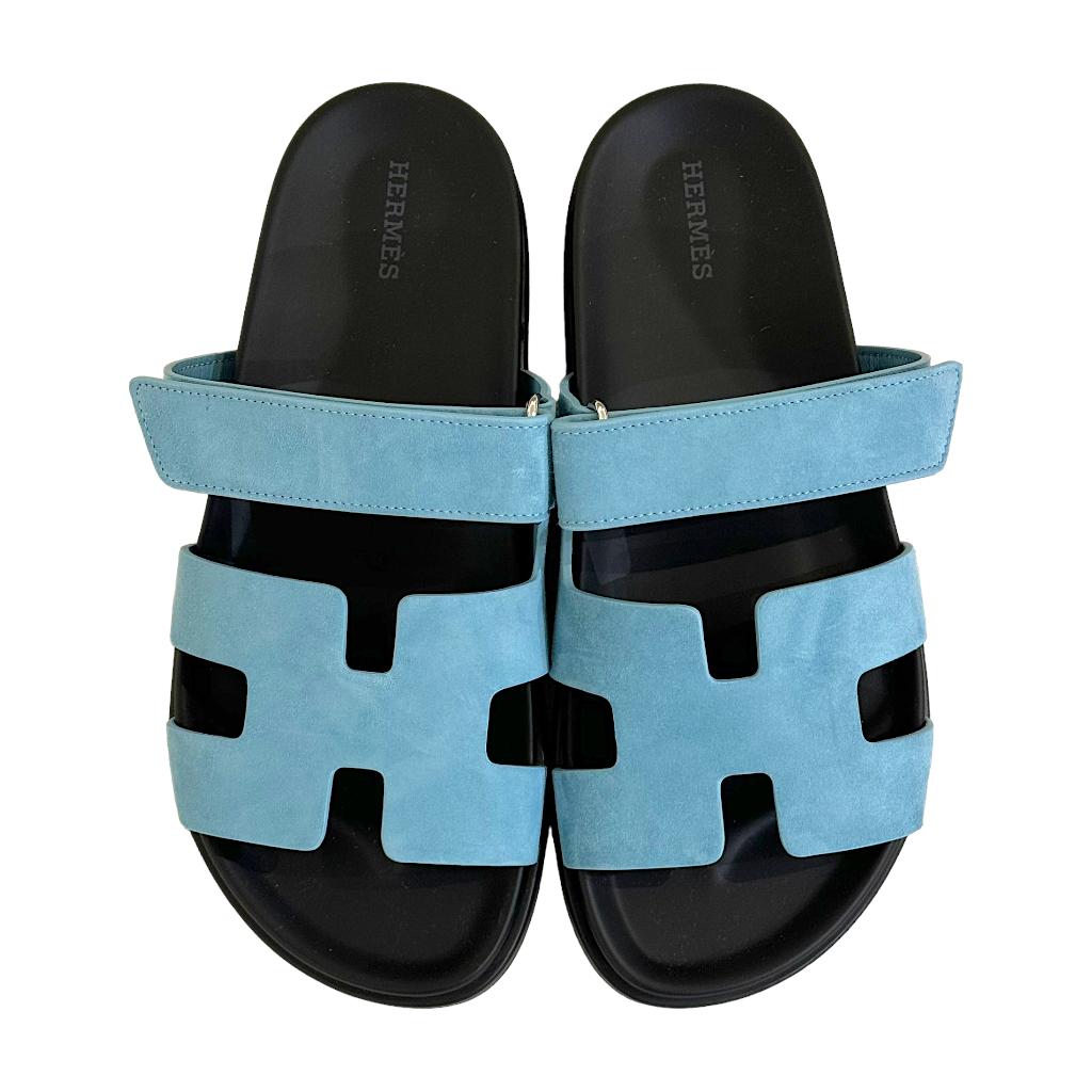 Hermès Oran Sandals – Bleu Minéral Suede Elegance (EU 38.5)