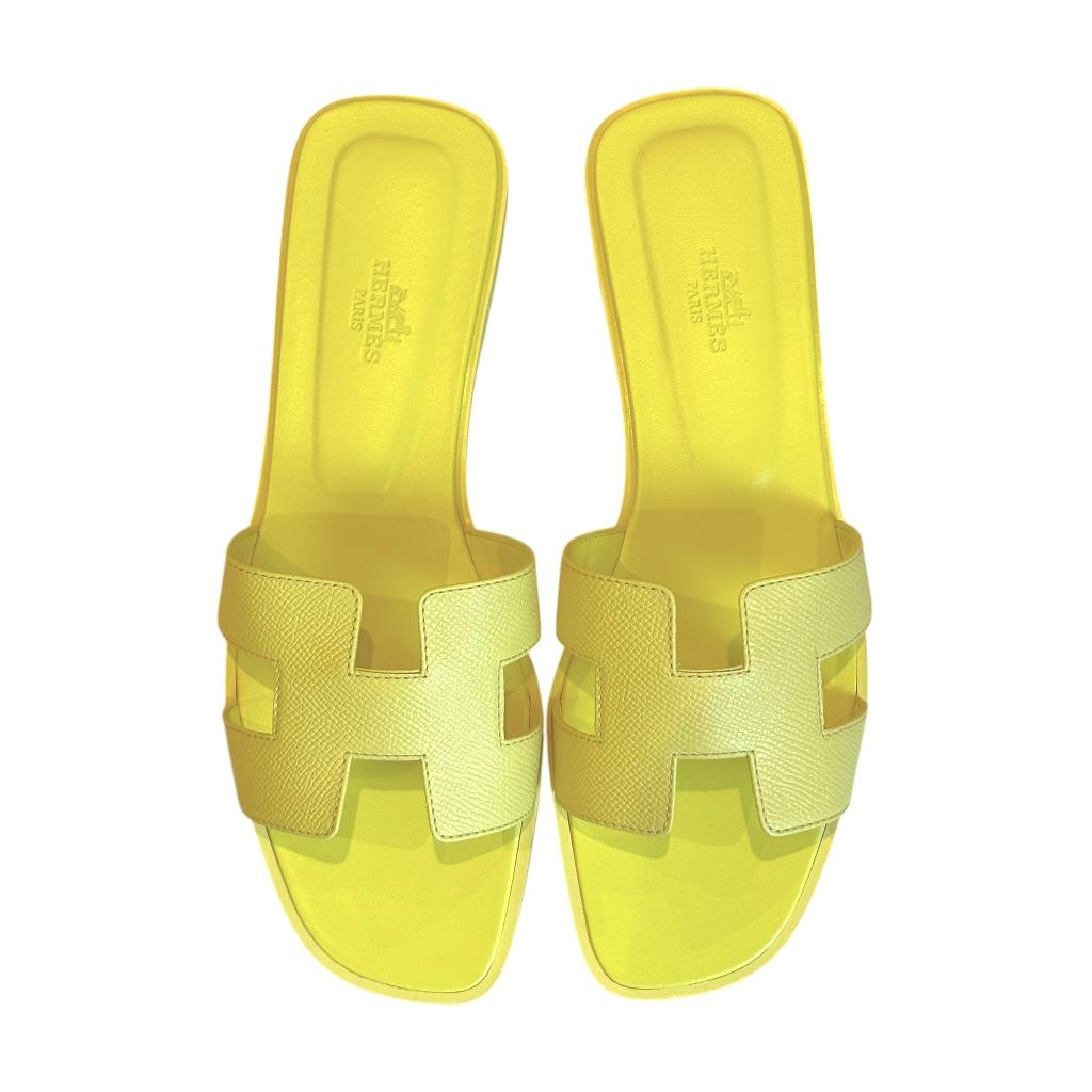 Hermès Oran Sandals – Jaune Curcuma Calfskin Elegance (EU 35-42) - Zeuskicks
