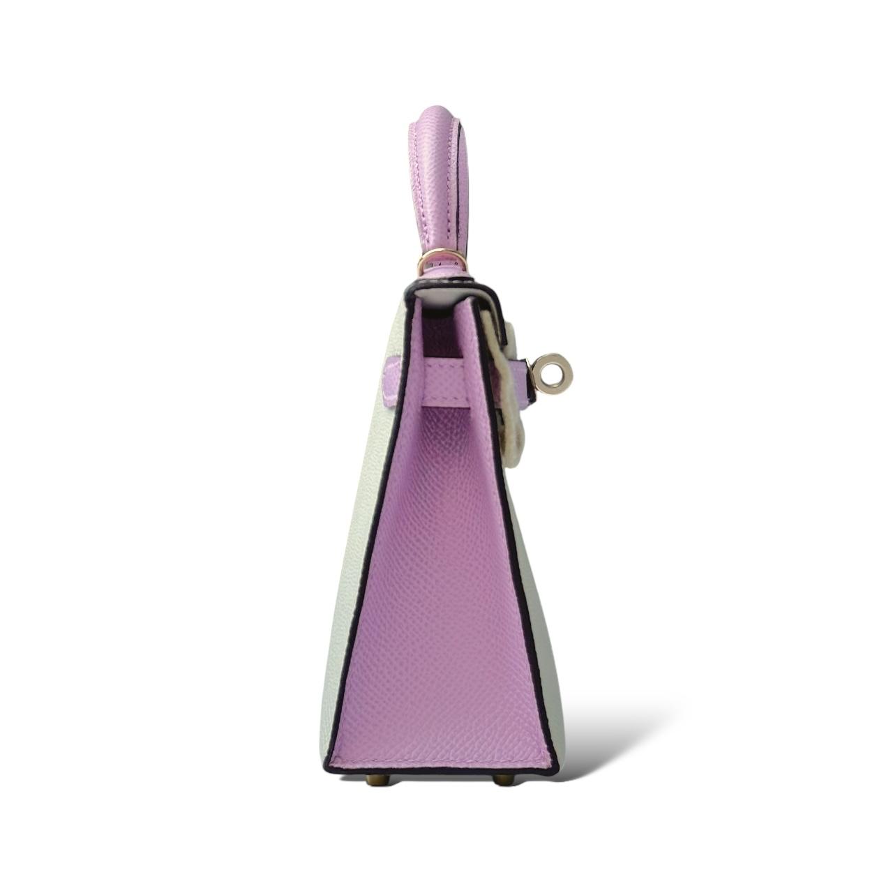 Hermès Kelly Mini 20 – Nata / Mauve Sylvestre Epsom (Palladium Brushed Hardware, 2022)