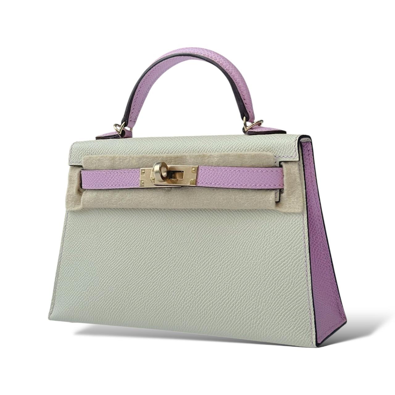 Hermès Kelly Mini 20 – Nata / Mauve Sylvestre Epsom (Palladium Brushed Hardware, 2022)