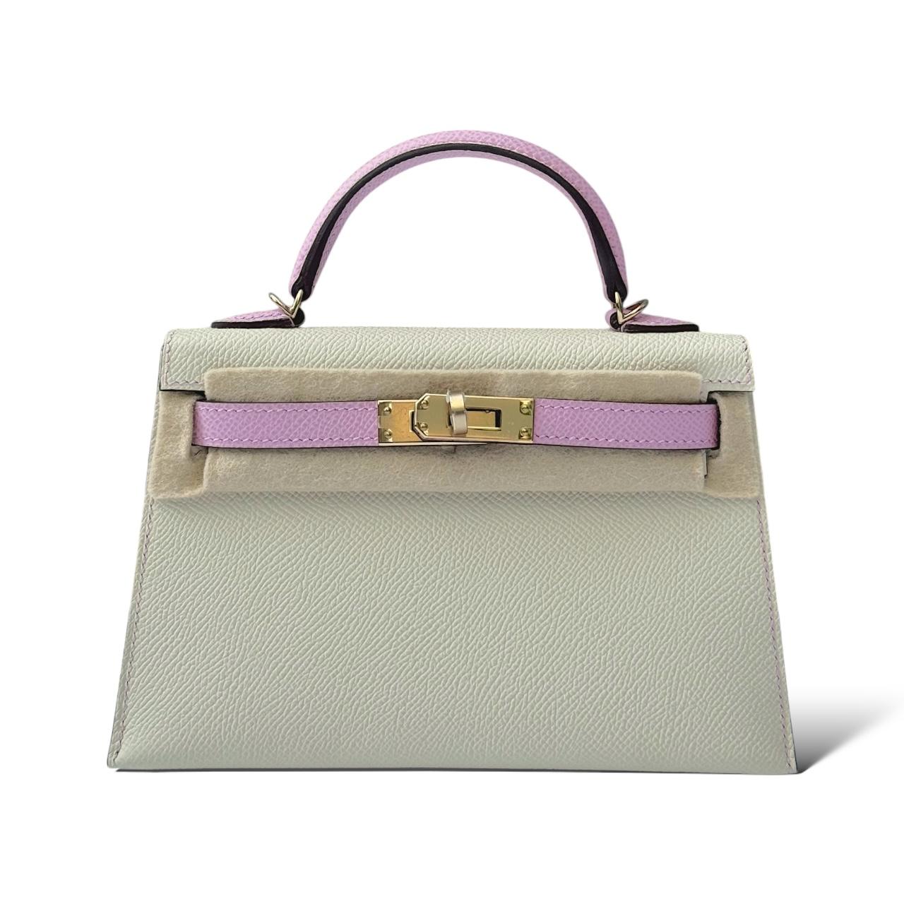 Hermès Kelly Mini 20 – Nata / Mauve Sylvestre Epsom (Palladium Brushed Hardware, 2022)
