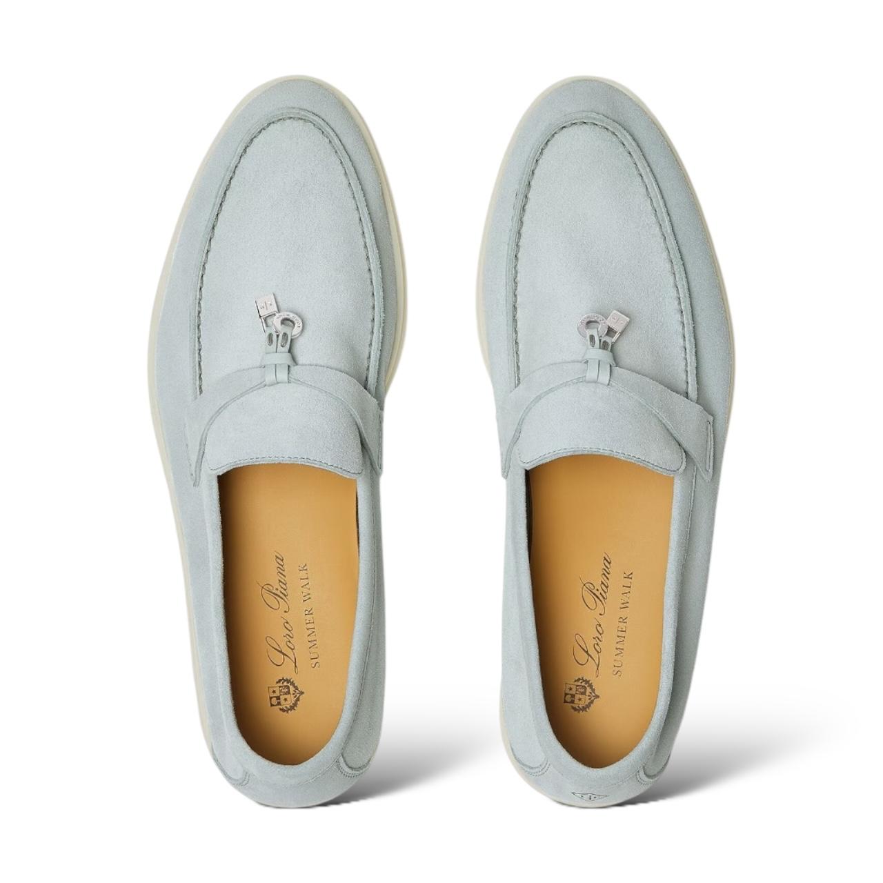 Loro Piana Summer Charms Walk Loafers – Spring Waterfall Melange Suede