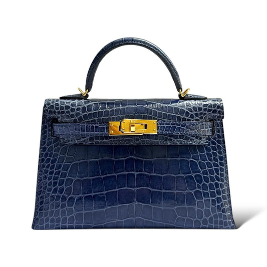 Hermès Kelly Mini – Bleu Saphir Shiny Crocodile with Gold Hardware - Zeuskicks