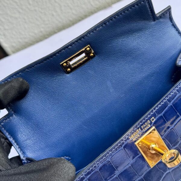 Hermès Kelly Mini – Bleu Saphir Shiny Crocodile with Gold Hardware - Zeuskicks