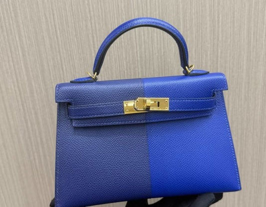 Hermès Epsom Casaque Mini Kelly Sellier 2 – Bleu Electrique / Bleu Encre with Gold Hardware
