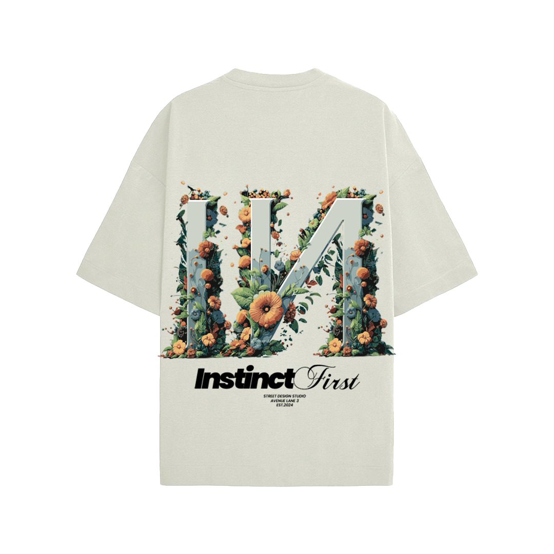 IN Floral Oversized T-shirt- (Off-White) by Instinct First