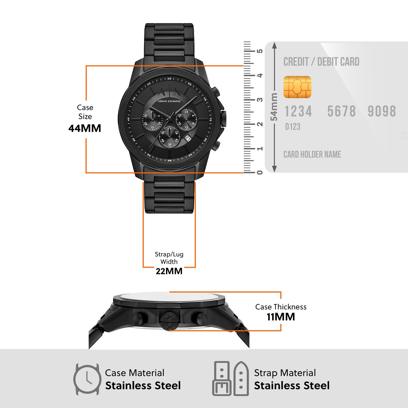 Armani Exchange AX7163SET Men's chronograph watch with black dial