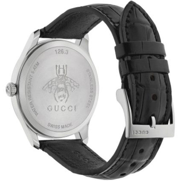 Unisex Gucci YA126327 G-Timeless Black Dial Leather Quartz Watch