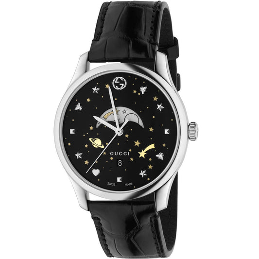 Unisex Gucci YA126327 G-Timeless Black Dial Leather Quartz Watch