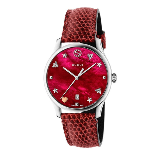 Women’s Gucci G-Timeless YA1264041 Red Leather Quartz Watch