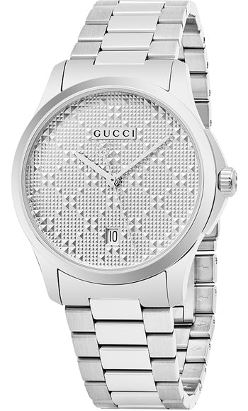 Men's Gucci G-Timeless YA126459 Silver Diamond Watch