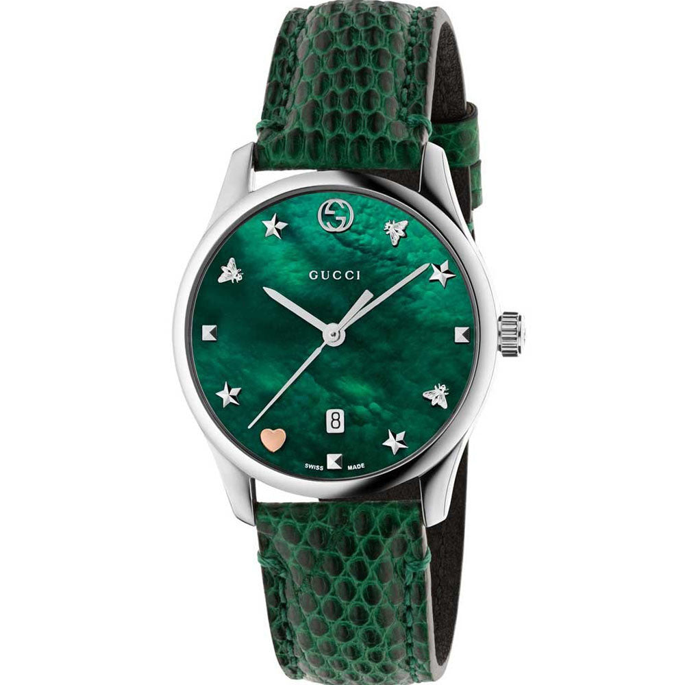 Ladies Gucci G-Timeless YA126585 Green Leather Watch 29mm