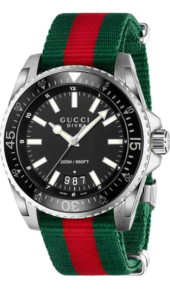 Men’s Gucci YA136206 Quartz Black Dial Cloth Strap Watch