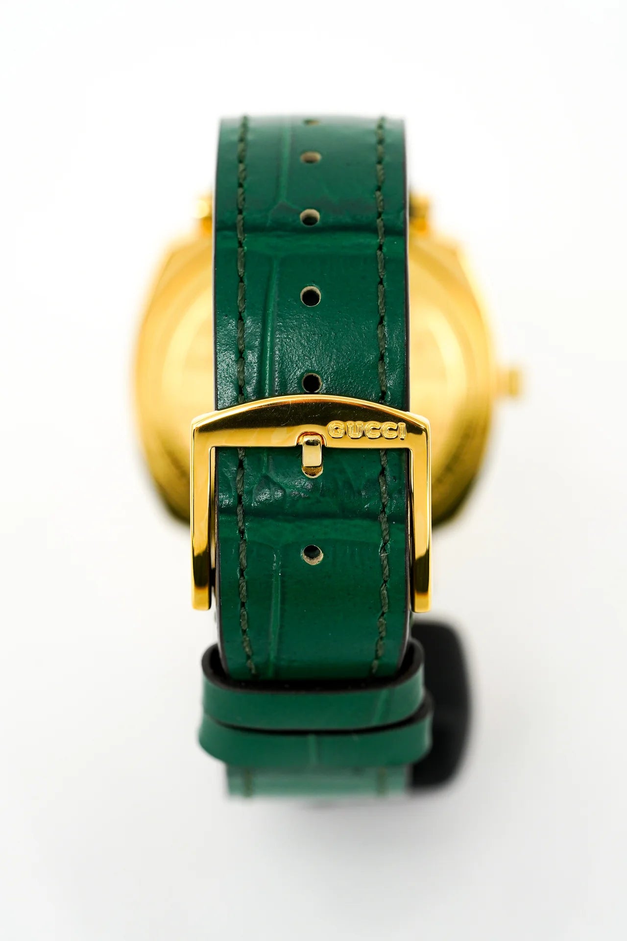 Gucci YGA15024 Grip 35mm Steel Quartz Watch with Green Alligator Strap