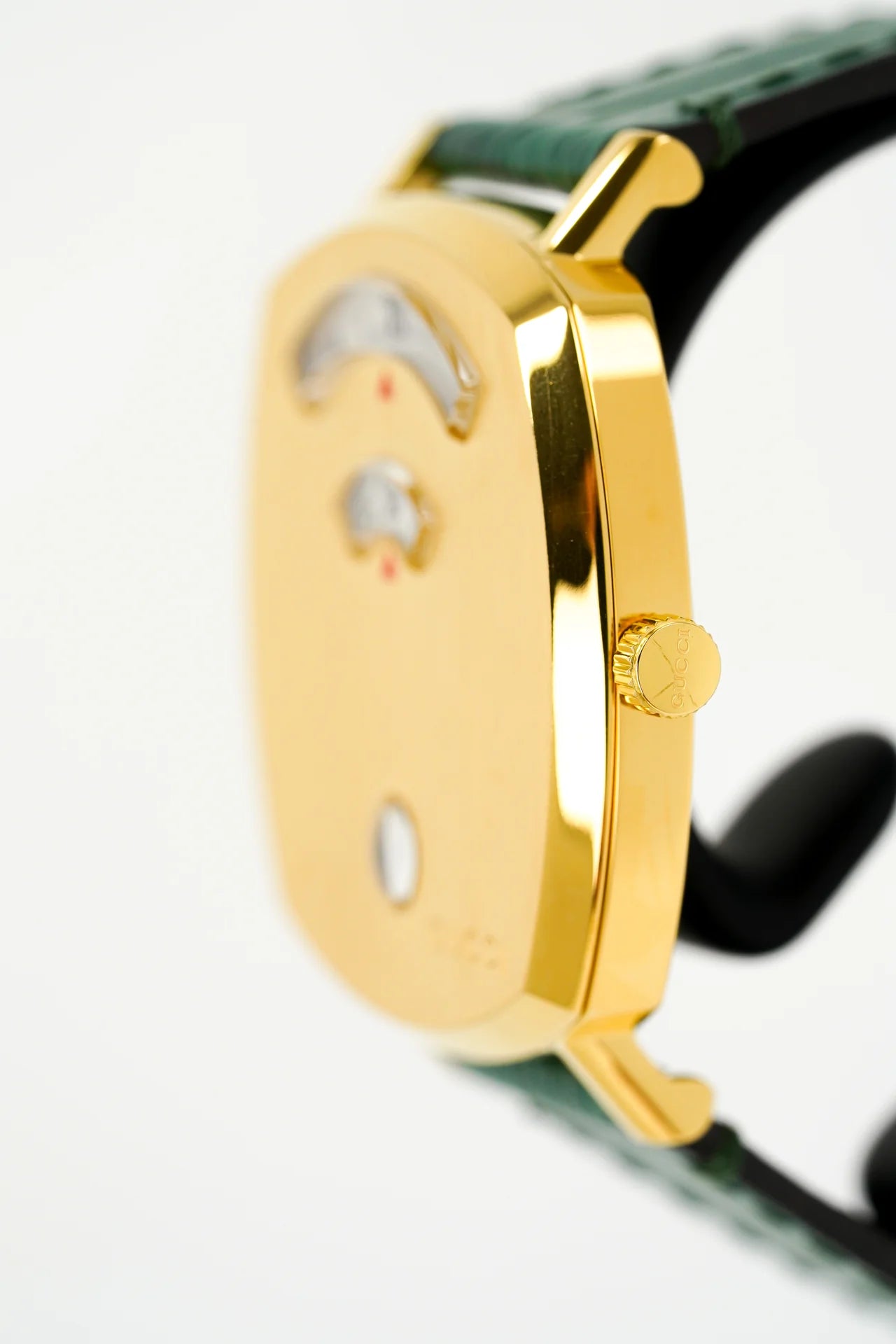 Gucci YGA15024 Grip 35mm Steel Quartz Watch with Green Alligator Strap