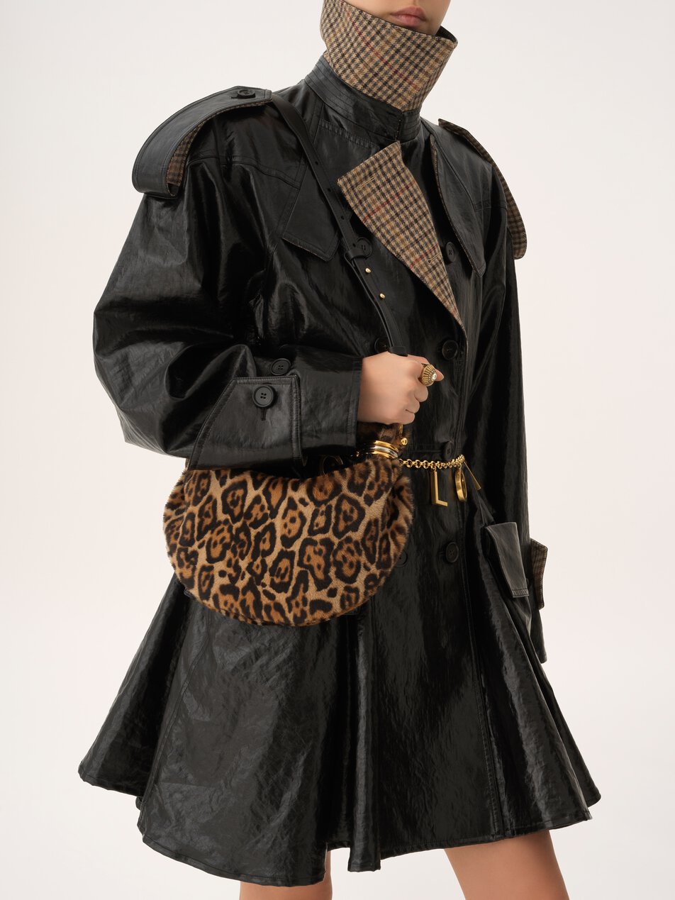 CHLOE Mini Bracelet Hobo bag in leopard-print shearling Jungle Brown by CHLOE