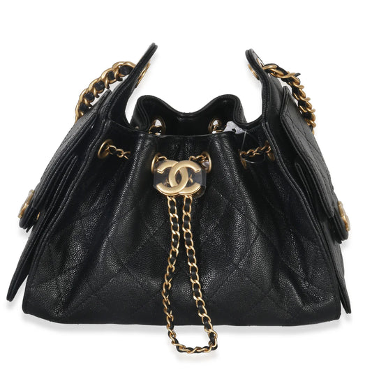 CHANEL Quilted Caviar Mini Chanel 25 Hobo Handbag – Black - Zeuskicks
