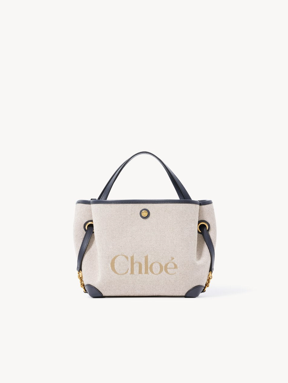 CHLOE Small Chloé Clover double carry bag in canvas Black Navy by CHLOE