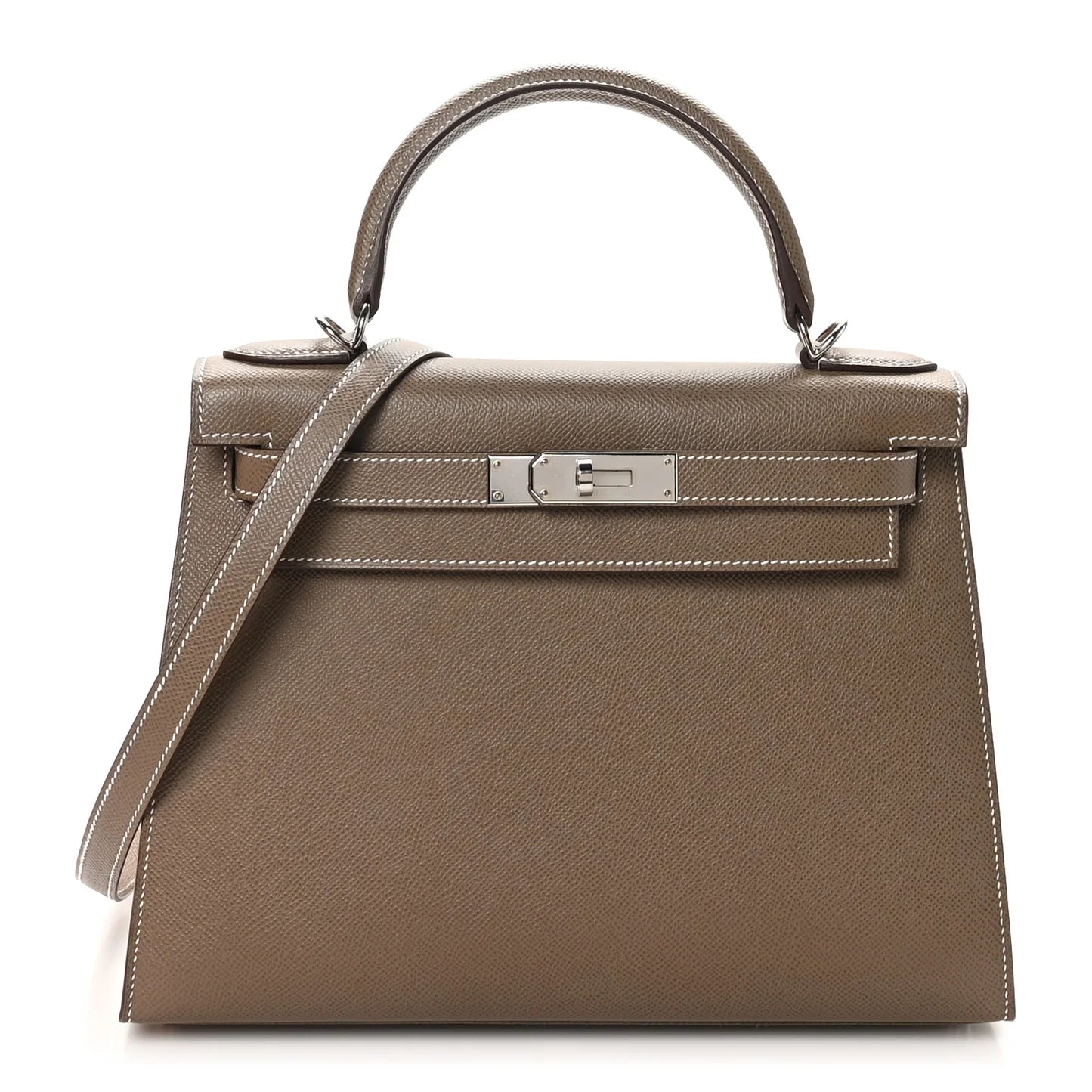 Hermès Kelly Sellier 28 – Epsom Leather in Etoupe with Palladium Hardware - Zeuskicks