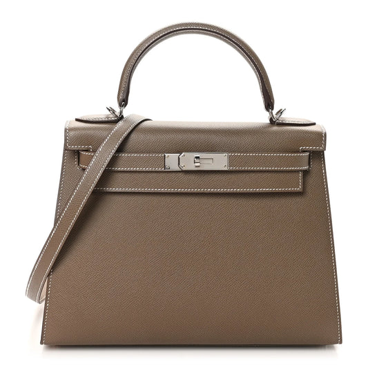 Hermès Kelly Sellier 28 – Epsom Leather in Etoupe with Palladium Hardware - Zeuskicks