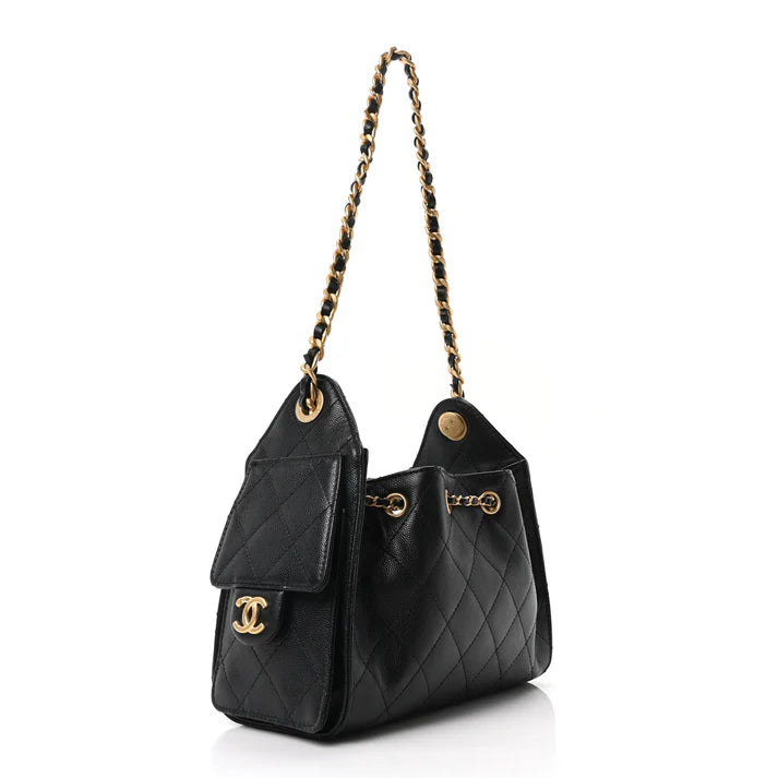 Chanel Mini 25 Handbag – Quilted Caviar Leather in Black with Gold Hardware - Zeuskicks