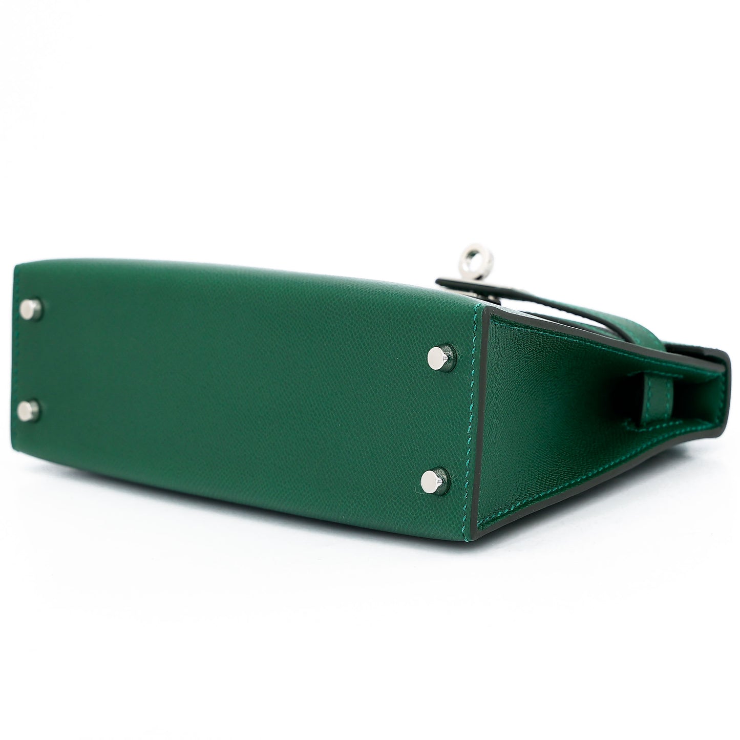 Hermès Mini Kelly II in Vert Moyen (65) Madame with Palladium Hardware