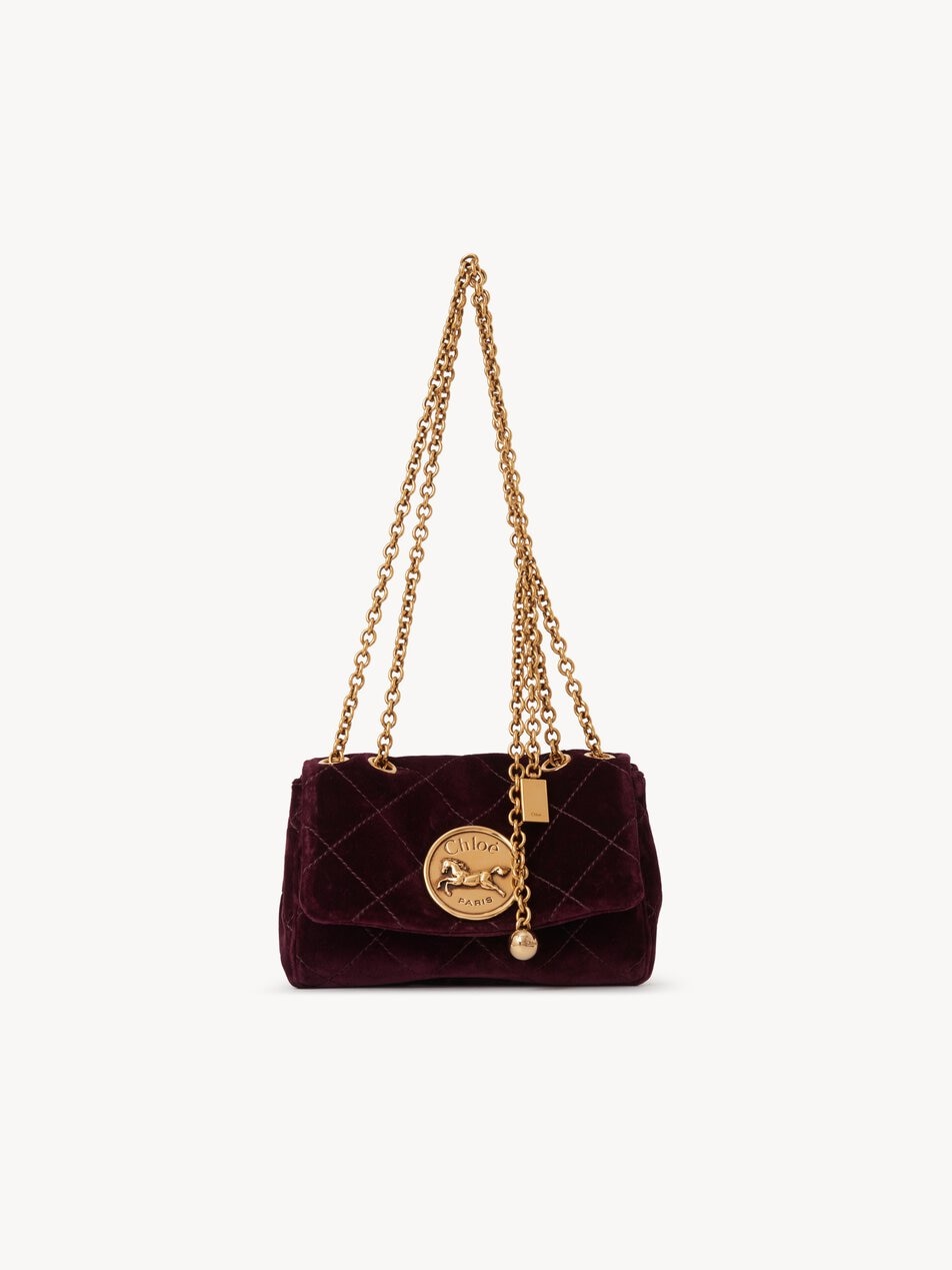 CHLOE Small Chloé Heritage shoulder bag in velvet Crafty Brown by CHLOE