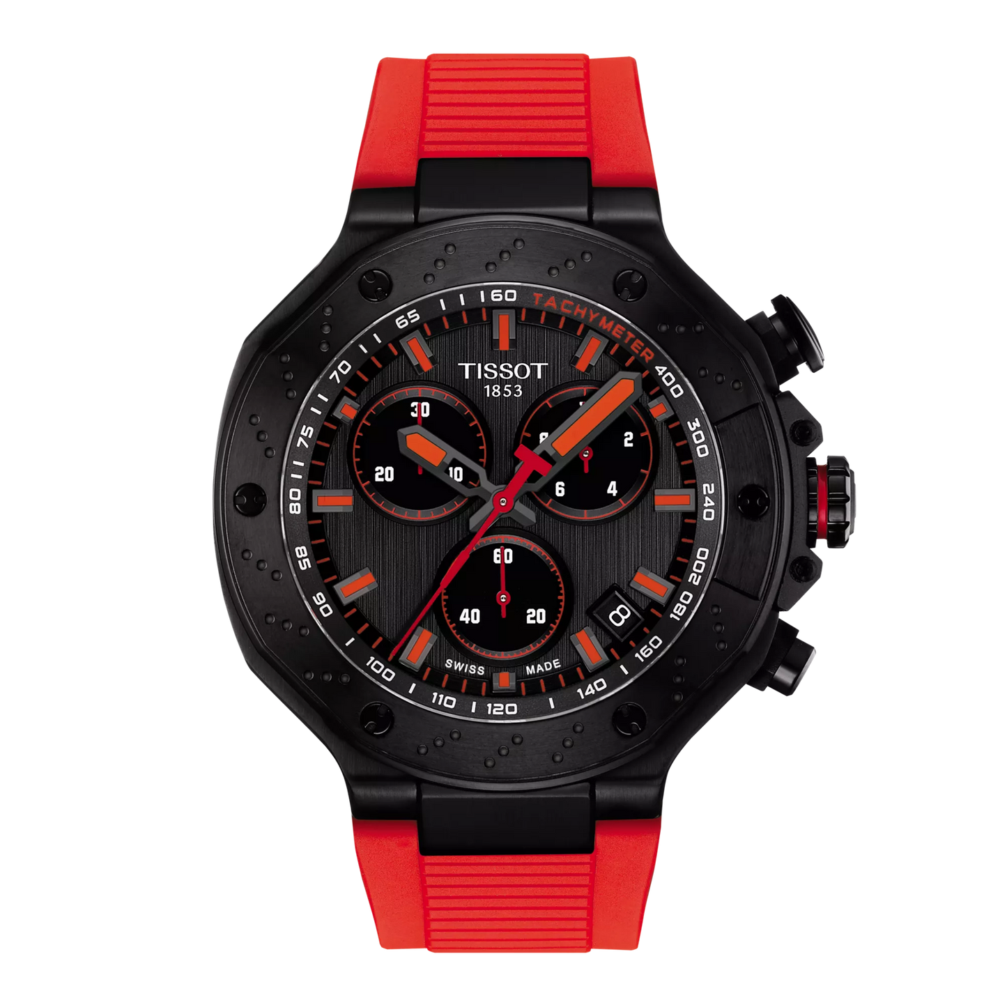 Men’s Tissot T-Race T141.417.37.061.01 Quartz Chronograph Watch – Dark Grey Dial & Red Strap