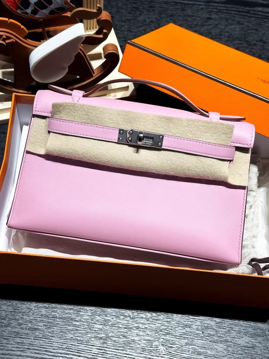 Hermès Kelly Pochette – X9 Mauve Mallow Purple Swift Leather with Palladium Hardware - Zeuskicks