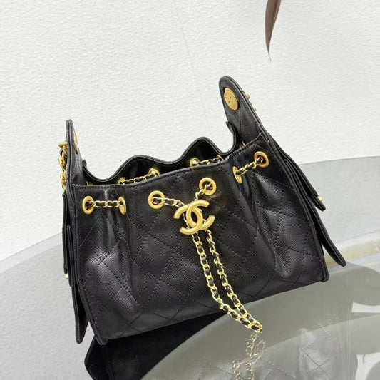Chanel 25 Medium Bag – 22 cm Black with Gold Chain - Zeuskicks