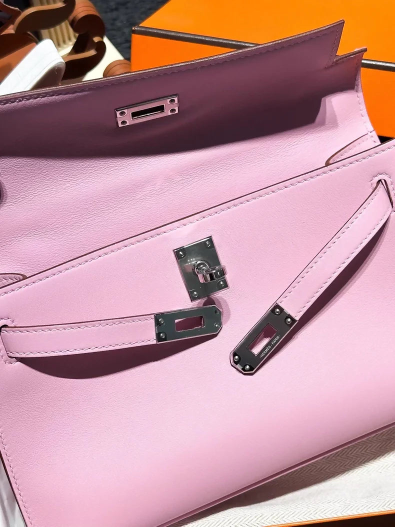 Hermès Kelly Pochette – X9 Mauve Mallow Purple Swift Leather with Palladium Hardware - Zeuskicks