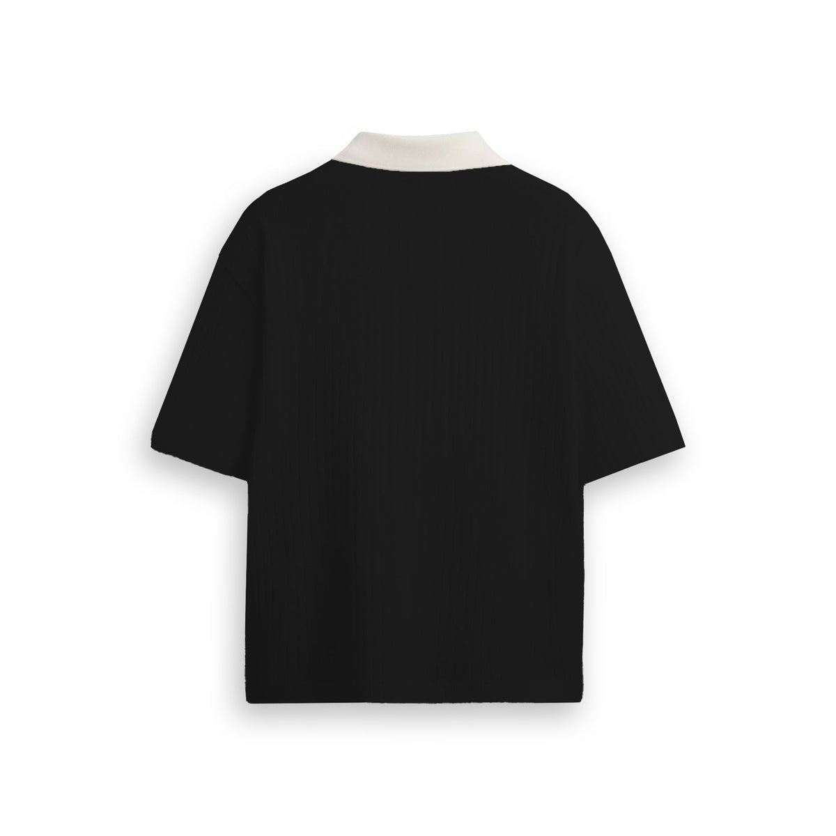 Angela Waffleknit Polo Tshirt - Black by RECNSTRCT