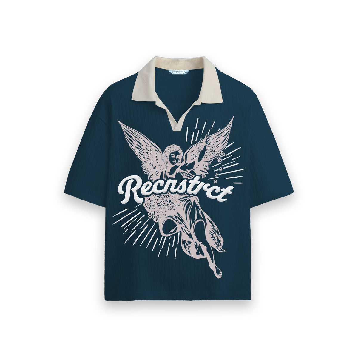 Angela Waffleknit Polo Tshirt - Colonial blue by RECNSTRCT