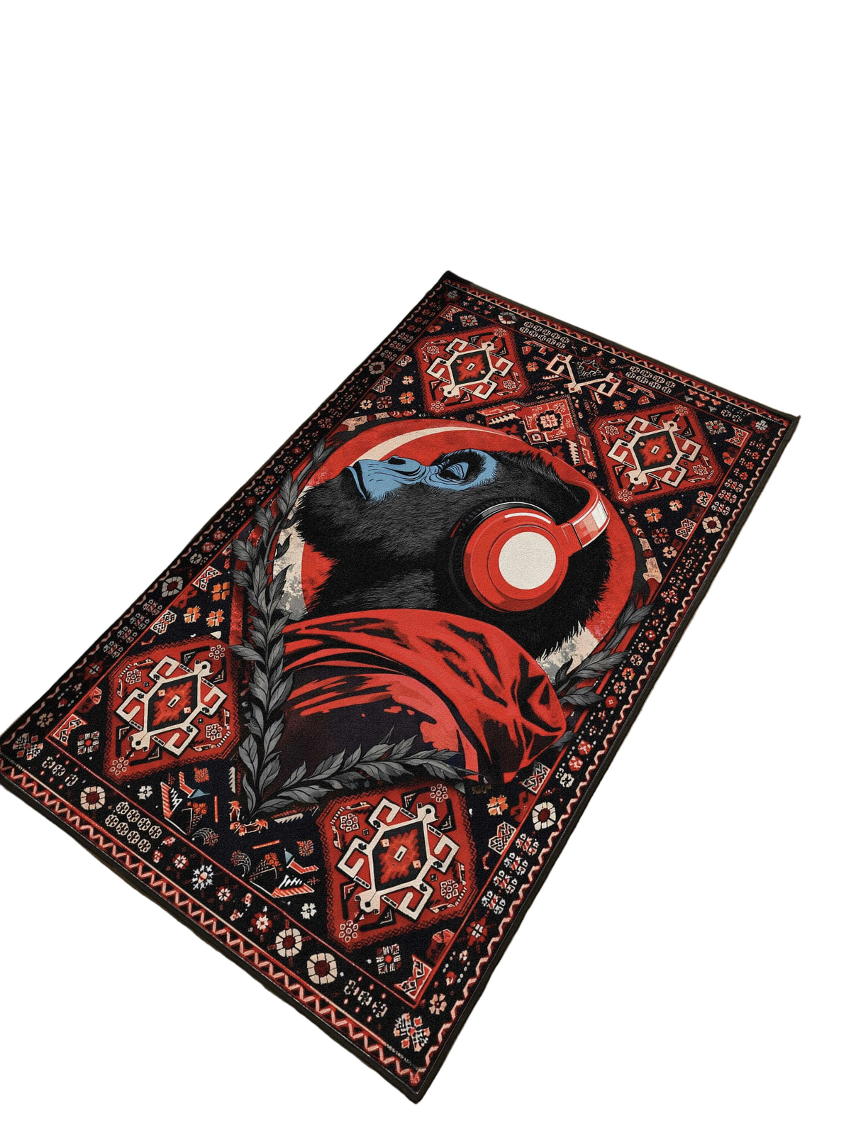 Red chimpanzee Traditional Washable Custom Rug by THE DRIP CO. RUGS
