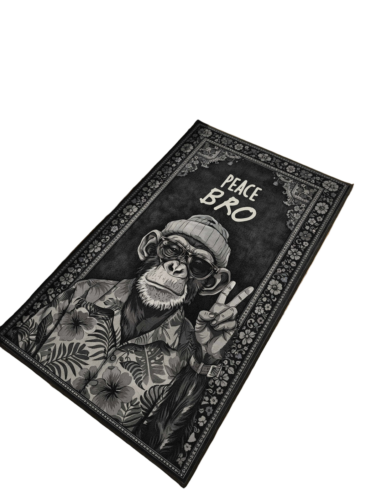 Peace Monkey Traditional Washable Custom Rug by THE DRIP CO. RUGS