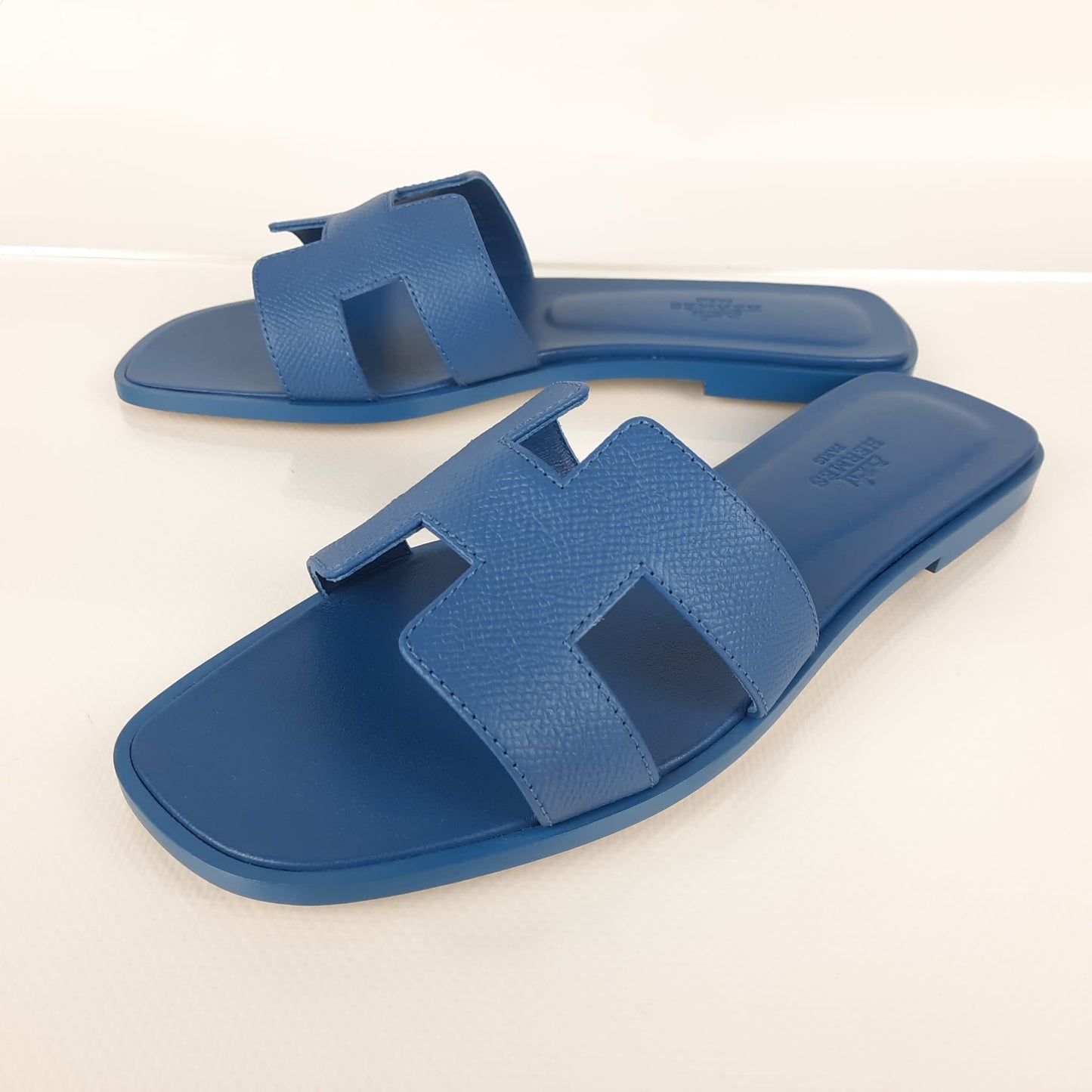 Hermès Oran Sandals — Bleu Bleuet Epsom Calfskin