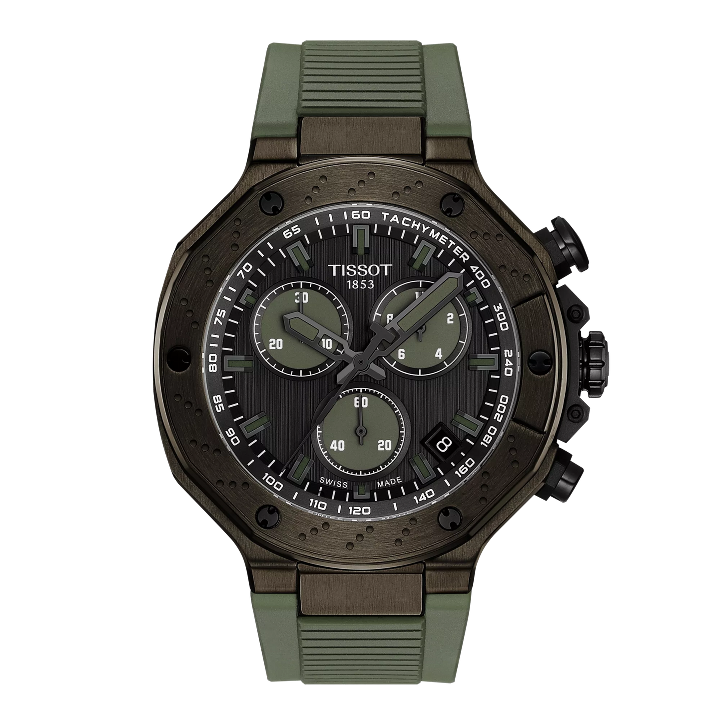 Men’s Tissot T-Race T141.417.37.061.02 Quartz Chronograph Watch – Dark Grey Dial & Green Strap