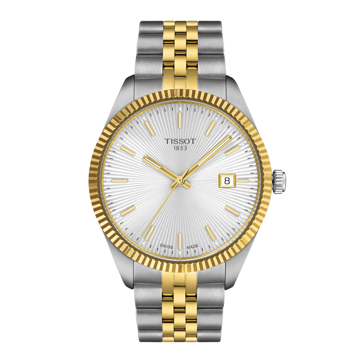 Tissot Ballade 40mm T156.410.22.031.00 – Silver Guilloché Dial, Grey & Yellow Gold PVD Bracelet