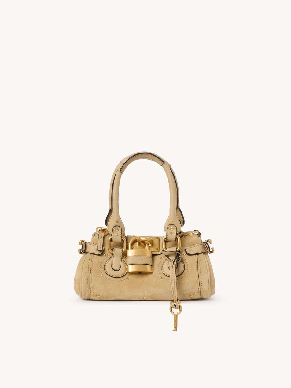 CHLOE Small Paddington bag in suede leather Dusty Beige by CHLOE