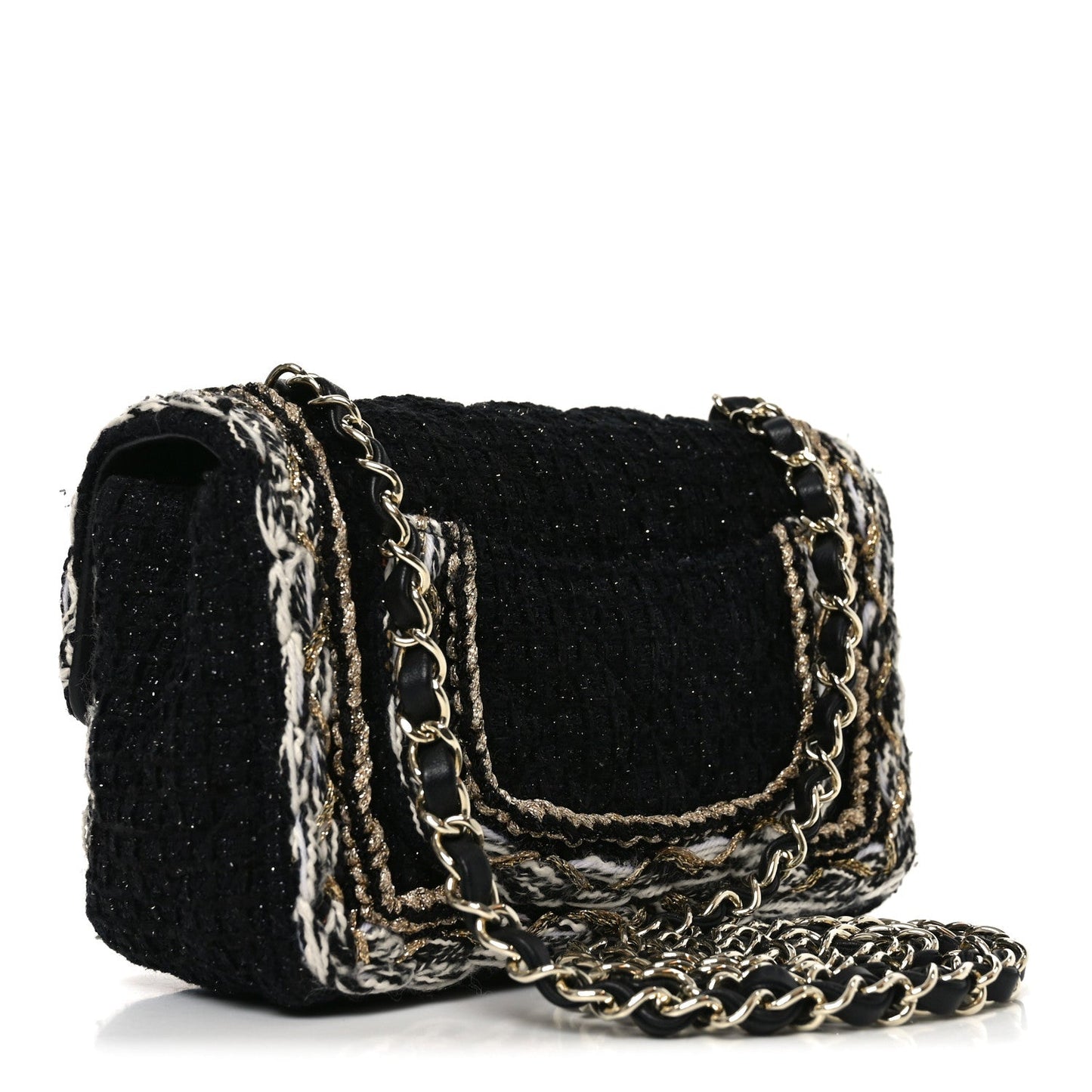 Chanel Tweed Braided Mini Rectangular Flap – Black
