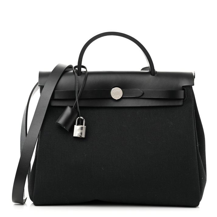 Hermes Military Toile Vache Hunter Herbag Zip Retourne 31 PM – Black - Zeuskicks