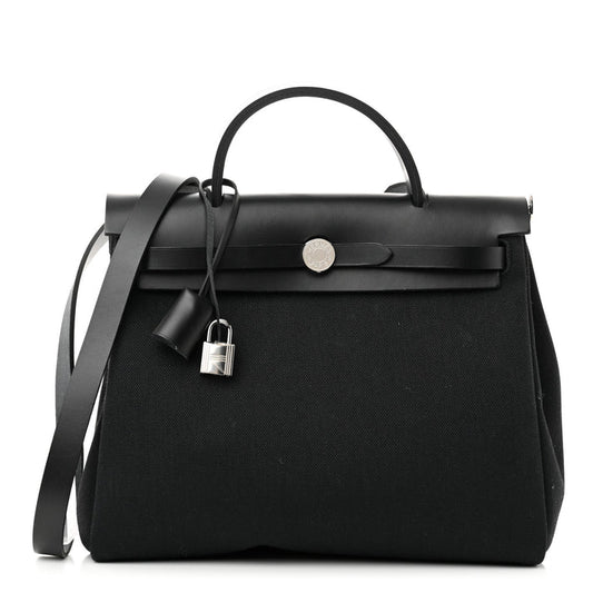 Hermes Military Toile Vache Hunter Herbag Zip Retourne 31 PM – Black - Zeuskicks