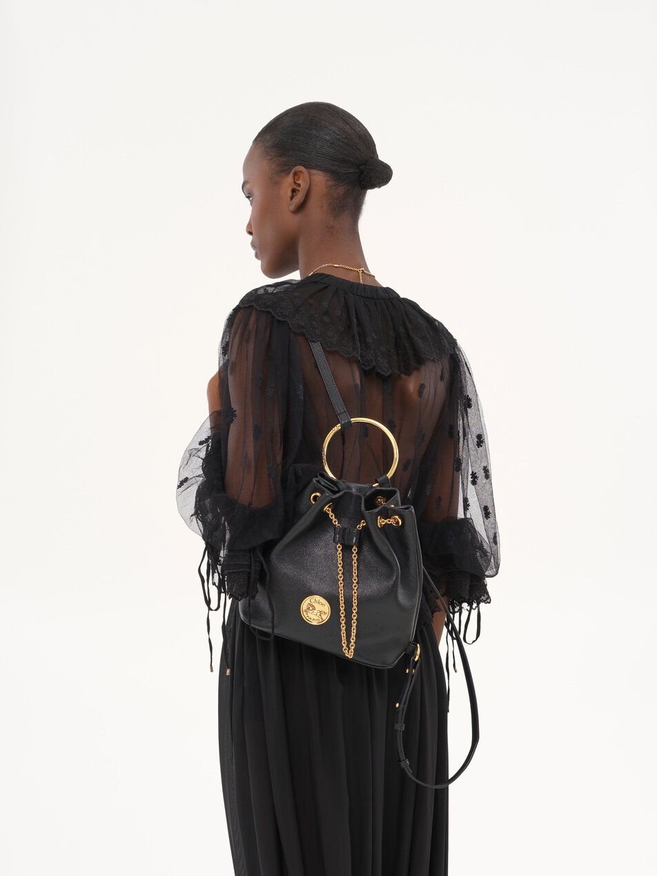 CHLOE Small Bracelet backpack in grained leather Black by CHLOE