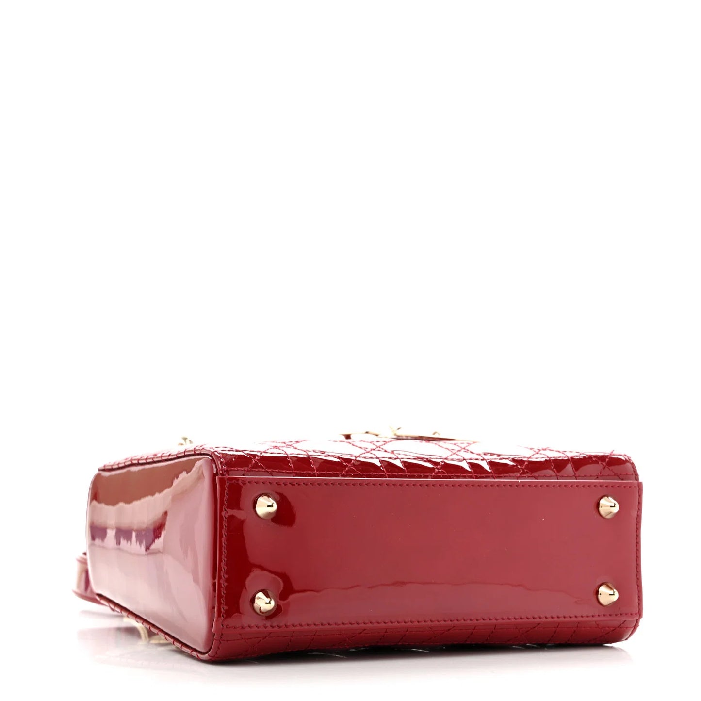 Christian Dior Small Lady Dior – Patent Cannage Cherry Red with Gold Hardware