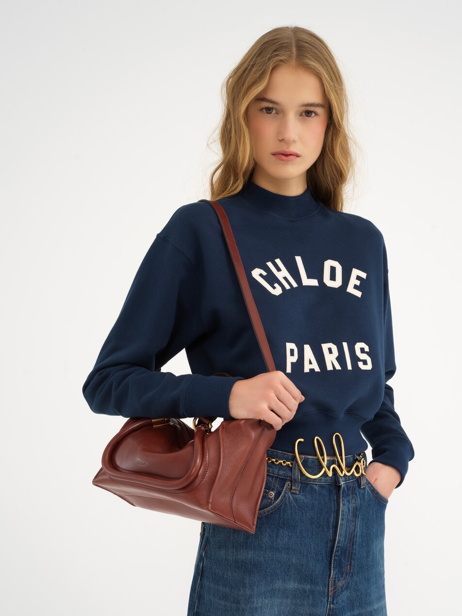 CHLOE Small Paraty 24 bag in shiny leather Dark Ebony by CHLOE