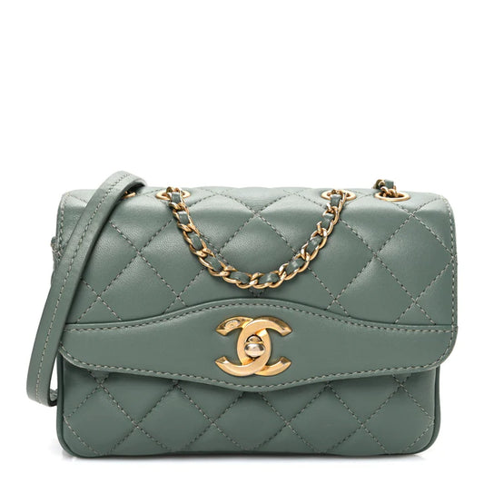 Chanel Small Coco Vintage Flap – Lambskin Quilted Bi-Color (Green)