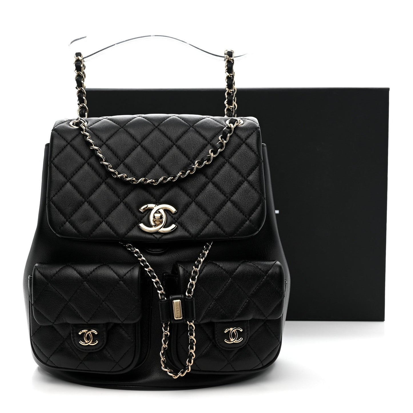Chanel Calfskin Quilted Large Duma Drawstring Backpack – Black