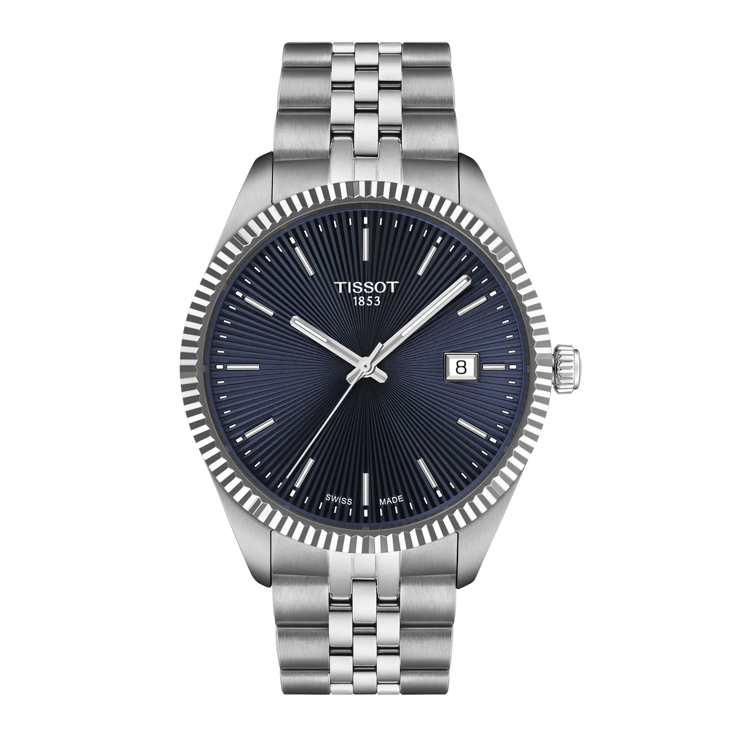 Tissot Ballade 40mm T156.410.11.041.00 – Blue Guilloché Dial, Grey Leather