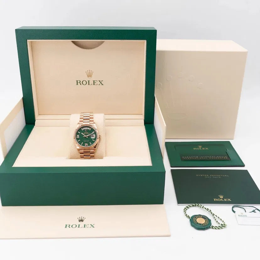 Men’s Rolex Day-Date 36 Ref. 128235 Rose Gold Aventurine Diamond Dial Automatic Watch