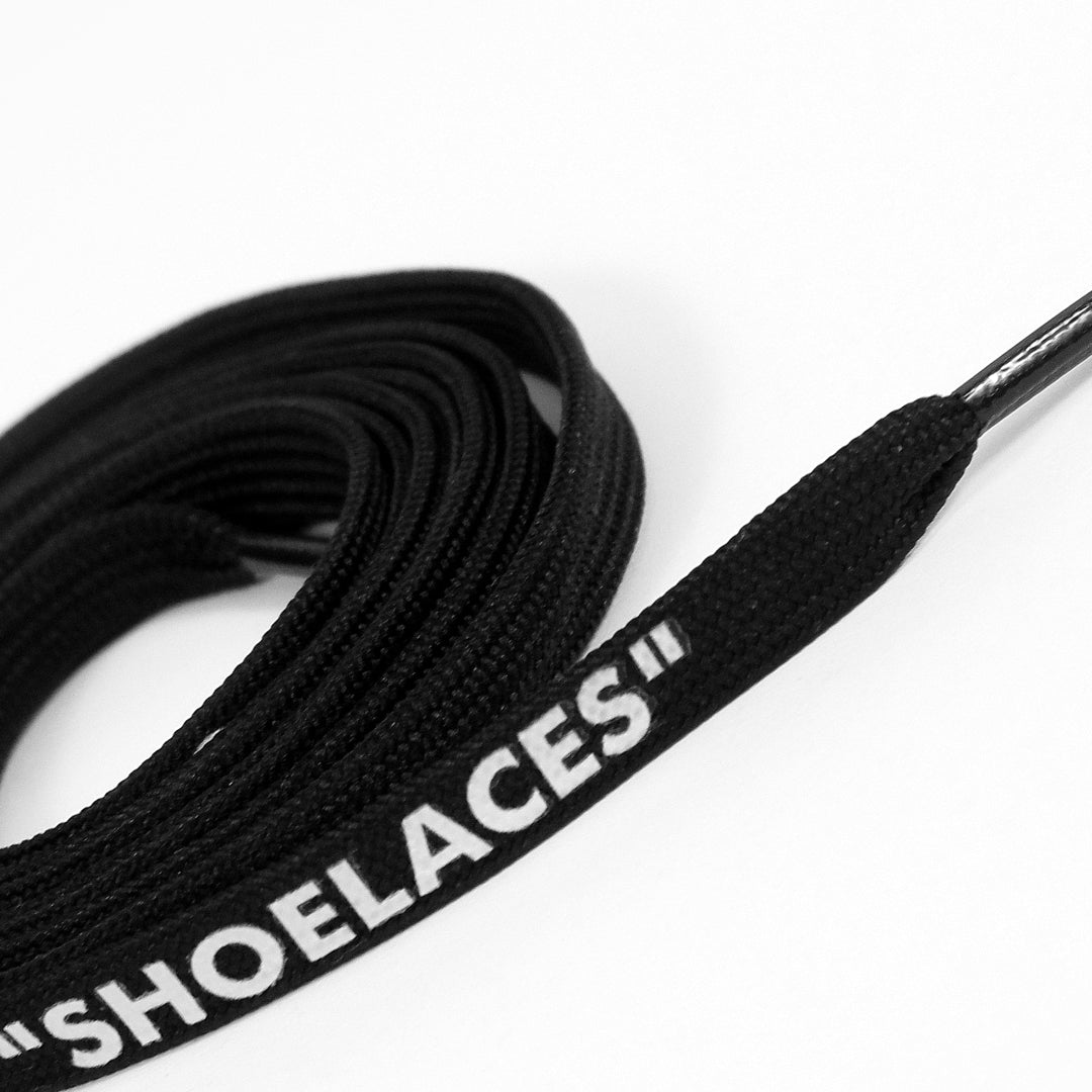 Black Off-White Style “SHOELACES” for Sneakers – Premium Flat Laces by KNOTTY by KNOTTY